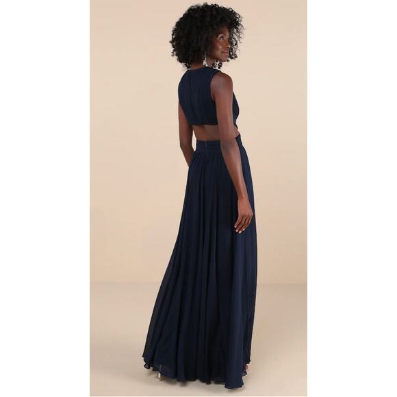 Lulus Navy Blue Cutout Vivid Imagination Maxi Dress Size XL - Picture 8 of 10